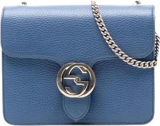 Gucci Pre-owned Vintage Crossbody Tas - Dames - Vintage Schoudertas - Blauw - ONE Size - Leer - Vintage