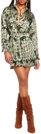 Ramy Brook Palmer Floral Long Sleeve Mini Shirtdress in Dark Sage Combo Autumn Burnout at Nordstrom Rack, Size X-Large