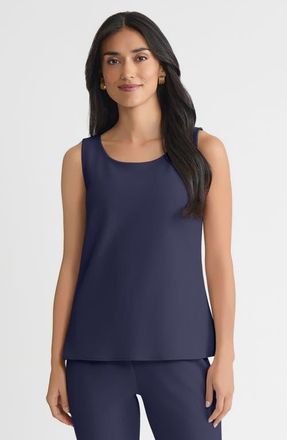 Ming Wang Stretch Deco Crepe Scoop Neck Tank in Indigo at Nordstrom, Size X-Large P