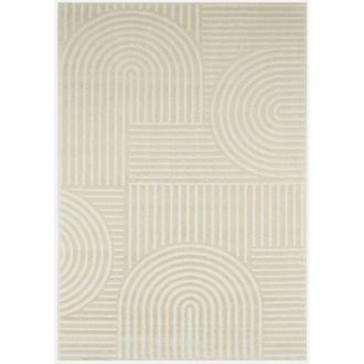 Sweeek Sweeek - Alfombra Interior Con Dise&ntilde;o Gr&aacute;fico Arcos, Crema, Jenny, Crema, 230x160x1.1 Cm