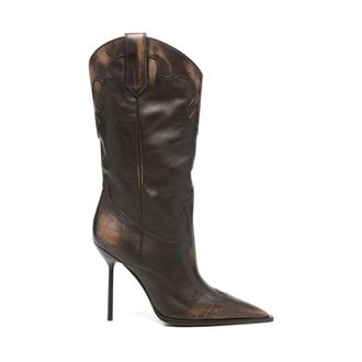PARIS TEXAS Brown Stiletto Heel Knee-High Shoes