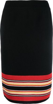 Saint Laurent 1980s striped knitted skirt - women - Wool/Acetate/Cupro - 44 - Black