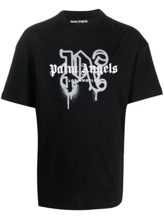 Palm Angels Los Angeles monogram-print T-shirt - men - Cotton - S - Black