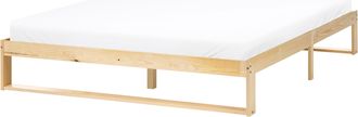 Beliani Cama Con Somier Estilo Minimalista De Madera De Pino 160 X 200 Cm Sin Cabecero Marr&oacute;n Claro Talairan
