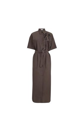 Brunello Cucinelli Dress with dazzling seabed embroidery in Brown at Nordstrom, Size Xx-Large Eu