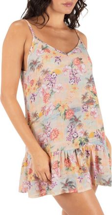 Hurley Scenic Sunset Floral Cover-Up Minidress in Shell Pink Multi at Nordstrom, Size X-Small