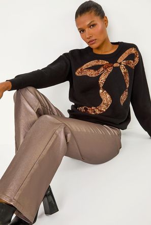 Roman Bow Sequin Detail Knit Jumper