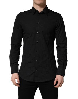 Dolce & Gabbana Black MARTINI Cotton Slim Dress Formal Mens Shirt