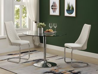 Vente-Unique Tavolo da pranzo rotondo in vetro temperato e metallo cromato - NOLAN