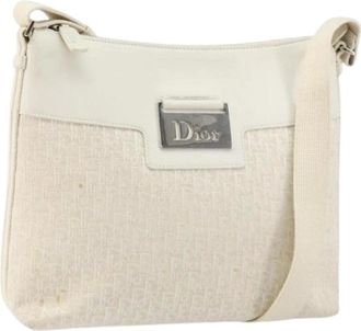 Dior Pre-owned Cross Body Bags, female, White, Size: ONE SIZE Pre-owned Vintage Trotter Canvas Shoulder Bag