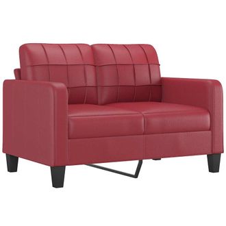 vidaXL Sof&aacute; De 2 Plazas De Cuero Sint&eacute;tico Rojo Vino 120 Cm Vidaxl