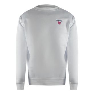 Moschino Mens Love Heart Logo White Sweatshirt Cotton - Size X-Large