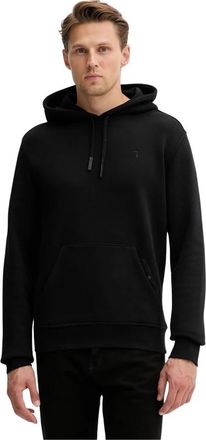 Trussardi Diagonal Drawstring Logo Hoodie - Heren - Hoodies - Zwart - 2XL - Katoen - Hoodies & sweatvesten
