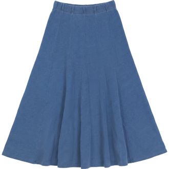 FYI Denim Terry Vertical Panel Elastic Waist Midi Skirt at Nordstrom, Size X-Small