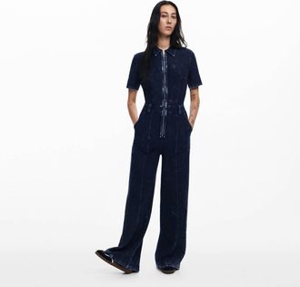 Desigual Washed-Effect Denim Jumpsuit In Blue