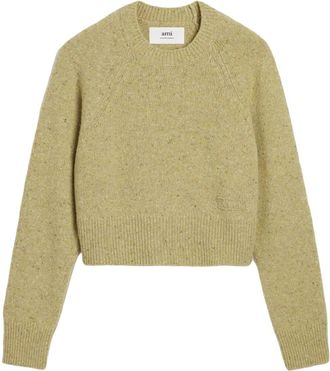 Ami logo-embroidered crew-neck jumper - men - Polyamide/Virgin Wool - M - Green