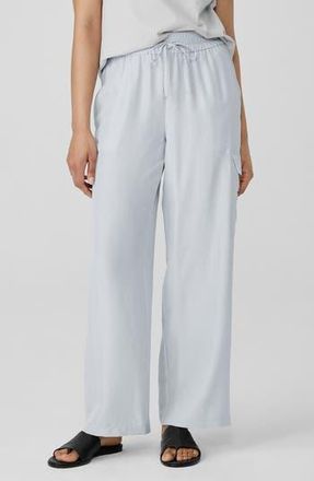 Eileen Fisher Cargo Silk Straight Leg Drawstring Pants in Nimbus at Nordstrom Rack, Size Xx-Small