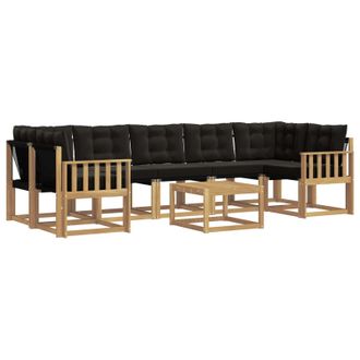 vidaXL Conjunto De Sof&aacute;s De Exterior Con Coj&iacute;n 8 Pcs Blanco Y Negro Vidaxl