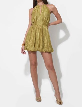 Adelyn Rae Shelley Bubble Satin Mini Dress In Gold