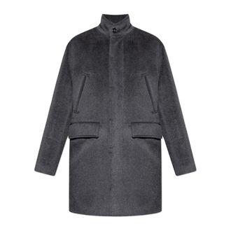 Tod's Ge&iuml;soleerde Jas met Opstaande Kraag - Heren - Mantel - Grijs - XL - Leer - Jassen