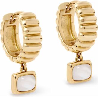 Astley Clarke Gold Aurora Ridge Mother of Pearl Drop Huggies at Nordstrom