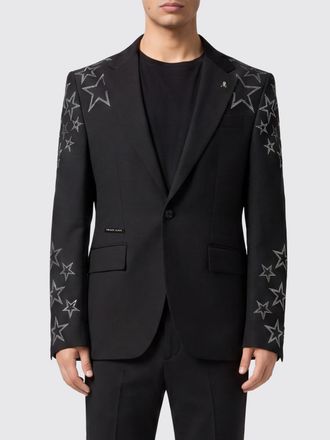 Philipp Plein Blazer Gigol&ograve; monopetto in misto lana con stelle