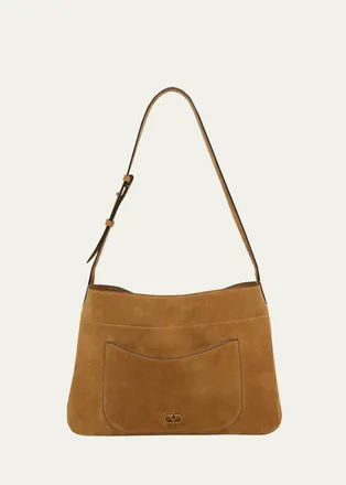Valentino Garavani Mens Emil Small Suede Hobo Bag