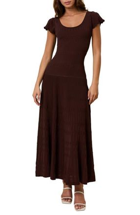 Solid & Striped The Belle Rib Knit Fit & Flare Midi Dress in Truffle at Nordstrom, Size X-Small