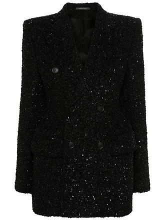 スーツ BALENCIAGA Women Suit Jackets 818552TPQ38 1000 Black Balenciaga Black bomber jacket with zip and logo | TheDoubleF