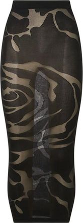 Wolford Sheer-matt Rose Pattern Pencil Skirt - female - Wolford - Pencil Skirts - Black - XS - Skirts