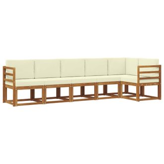 vidaXL Conjunto De Sof&aacute;s De Exterior Con Coj&iacute;n 6 Pcs Natural Y Crema Vidaxl