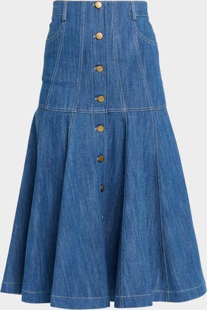Akris Paneled Denim Midi Skirt