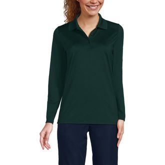 Lands End School Uniform Long Sleeve Feminine Fit Rapid Dry Polo Shirt in Evergreen at Nordstrom, Size Xx-Small