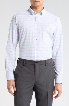 David Donahue Twill Check Performance Sport Shirt in Sky/Lilac at Nordstrom Rack, Size Xx-Large