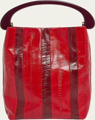 Dries Van Noten Striped Leather Top-Handle Bag