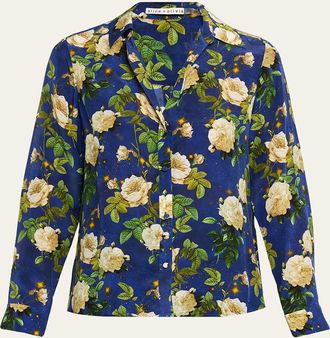 Alice & Olivia Twilight Rose Eloise Button-Front Blouse