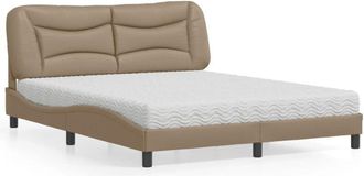 vidaXL Vidaxl - Cama Con Colch&oacute;n Cuero Sint&eacute;tico Capuchino 160x200 Cm