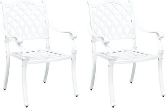 vidaXL Garden Chair 2 pcs White 55 x 56.5 x 91cm Aluminium Vidaxl