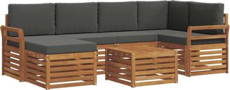vidaXL Conjunto De Sof&aacute;s De Exterior 7 Uds. Natural Y Antracita Vidaxl