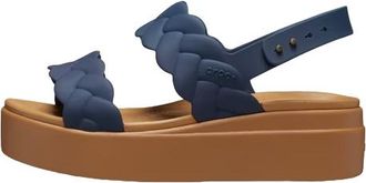 Crocs (WMNS) Crocs Brooklyn Woven Wedge Sandals Blue Brown 209977-410