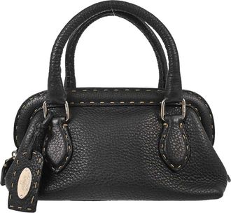 Fendi Selleria Frame Doctor Leather Black Leather Handbag (Pre-Owned)
