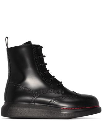 Alexander McQueen lace-up combat boots - women - Calf Leather/Calf Leather/Rubber - 37.5 - Black