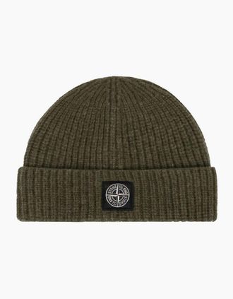 Stone Island Mens Stone Island RWS Geelong Wool Beanie Military Green