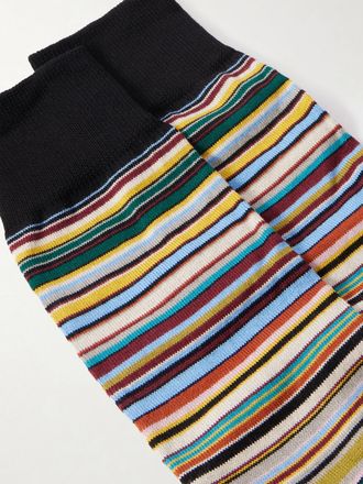 Paul Smith Pack of Six Embroidered Striped Cotton-Blend Socks