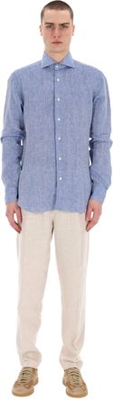 Barba Dandylife Line Solid Linen Tailored Shirt