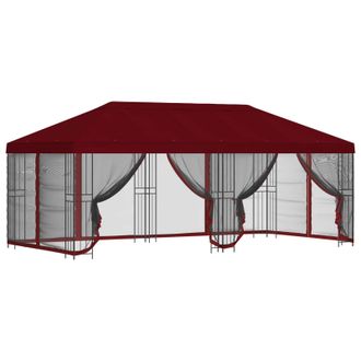 vidaXL Gazebo Con Paredes Laterales 6 X 3 M Burdeos Poli&eacute;ster Y Acero Vidaxl