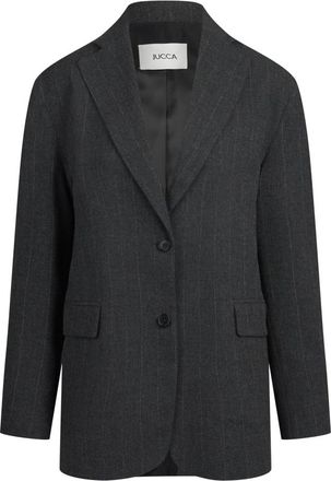 Jucca Jassen, Dames, Grijs, 2Xs, Wol, Gekleed Pinstripe Blazer