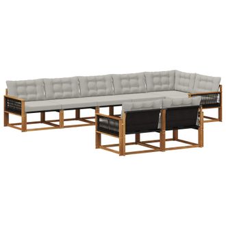 vidaXL Conjunto De Sof&aacute;s De Exterior 8 Pcs Natural Y Gris Claro Vidaxl