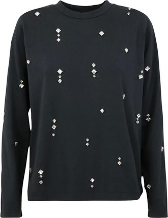 Des_Phemmes Camiseta de manga larga con adornos de cristal - Tops - Mujer - Negro - XS