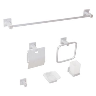 Beliani Beliani - Conjunto De 6 Accesorios De Ba&ntilde;o Moderno De Aluminio Mate Vaso Y Jabonera Incluidos Cl&aacute;sico Plateado Uvita